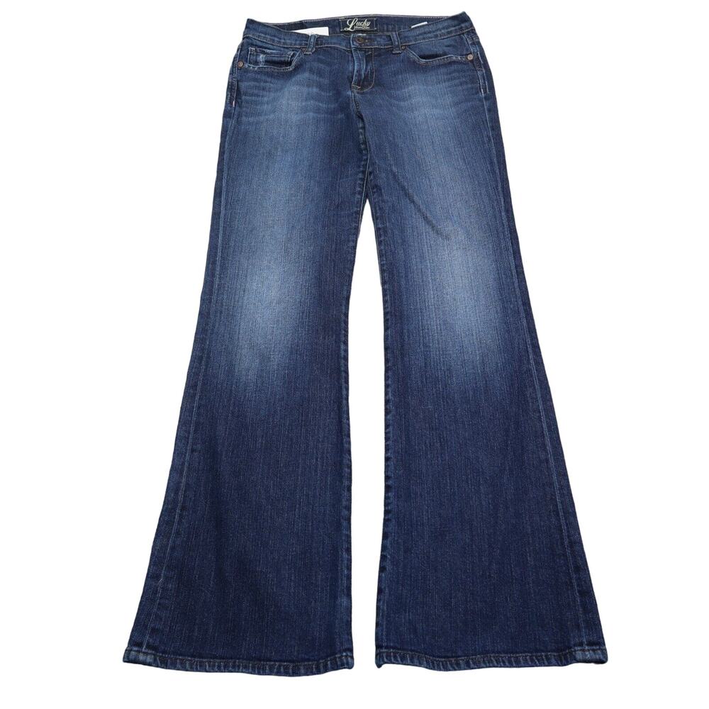 Lucky Brand Jeans Pants Womens 8 Blue Mid Rise 5 Pocket Design Flare Leg